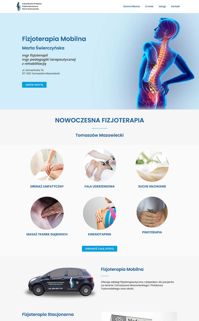 Strona internetowa fizjoterapeutki