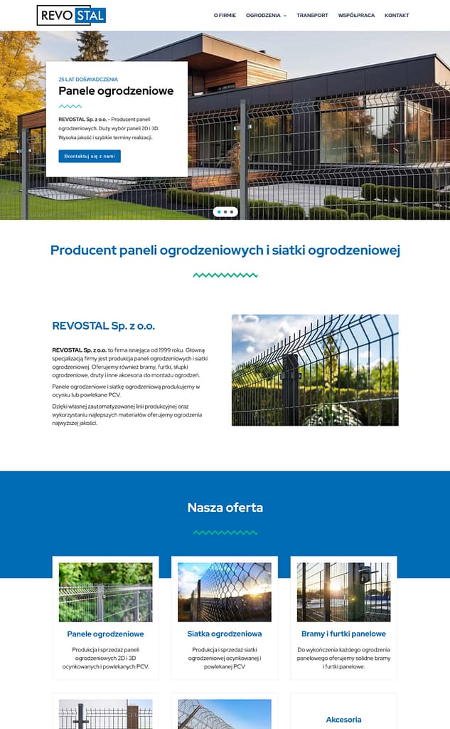 Strona internetowa producenta ogrodzeń